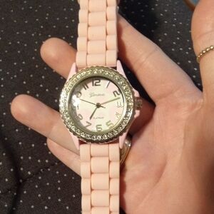 Geneva Light Pink Watch with Rhinestone Accent